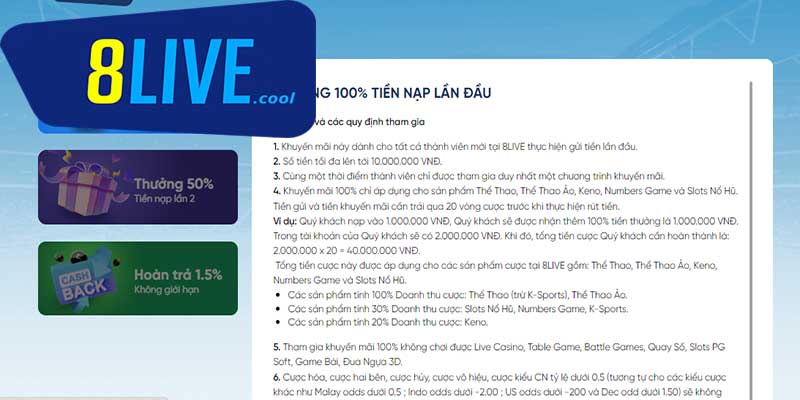 Khuyến mãi nạp đầu 100% giúp nhân đôi số vốn ban đầu